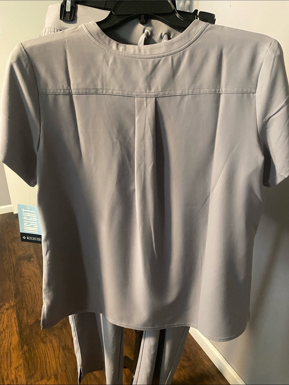 Med Couture Women's Scrub Top and Pants Set in Light Gray - Picture 3 of 10